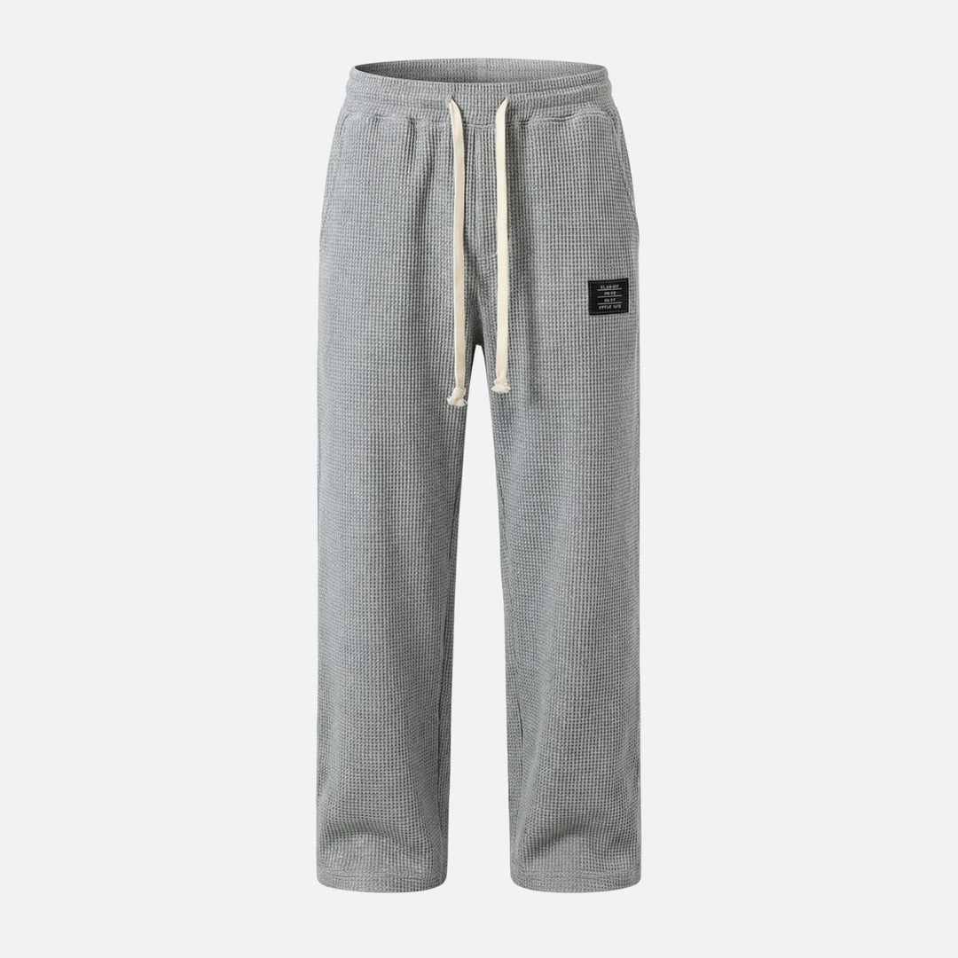 Waffle-Textured Pants with Convenient Pockets for Men