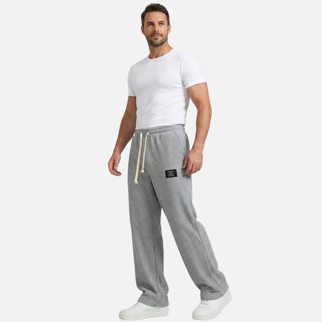 Waffle-Textured Pants with Convenient Pockets for Men