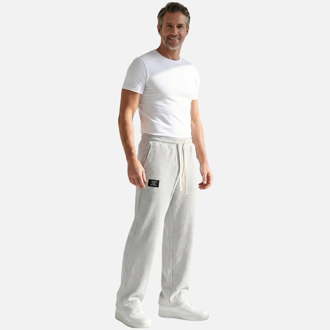 Waffle-Textured Pants with Convenient Pockets for Men
