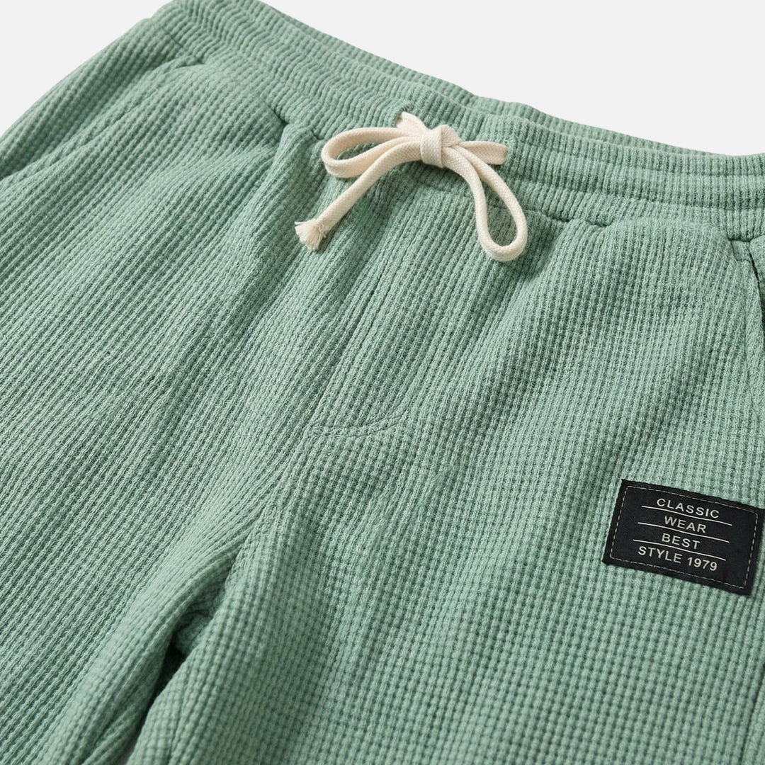 Waffle-Textured Pants with Convenient Pockets for Men