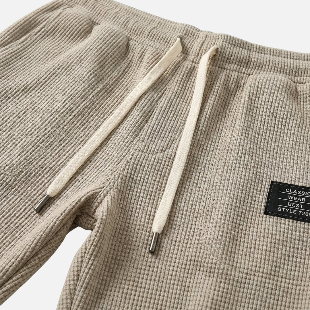 Waffle-Textured Pants with Convenient Pockets for Men
