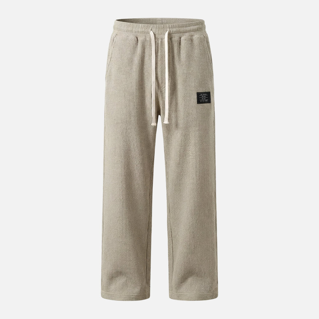 Waffle-Textured Pants with Convenient Pockets for Men
