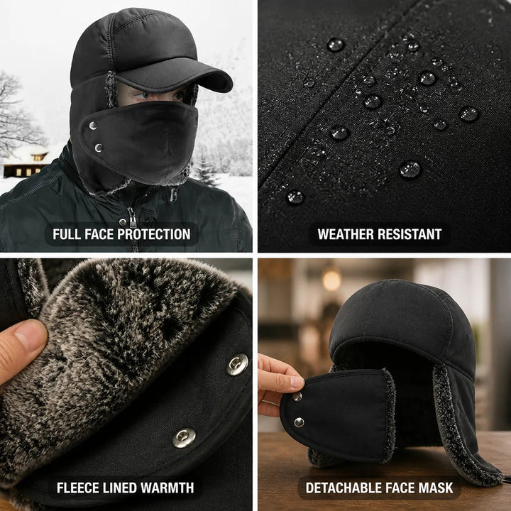 Warm Trapper Hat – Fleece-Lined with a Detachable Face Mask 2
