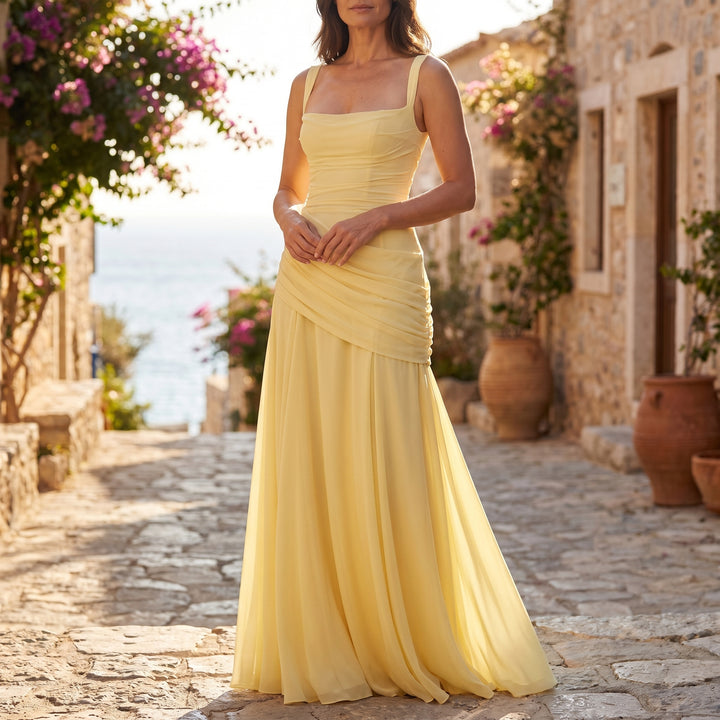 Wedding Guest Dress with Flowy Chiffon Fabric for Women