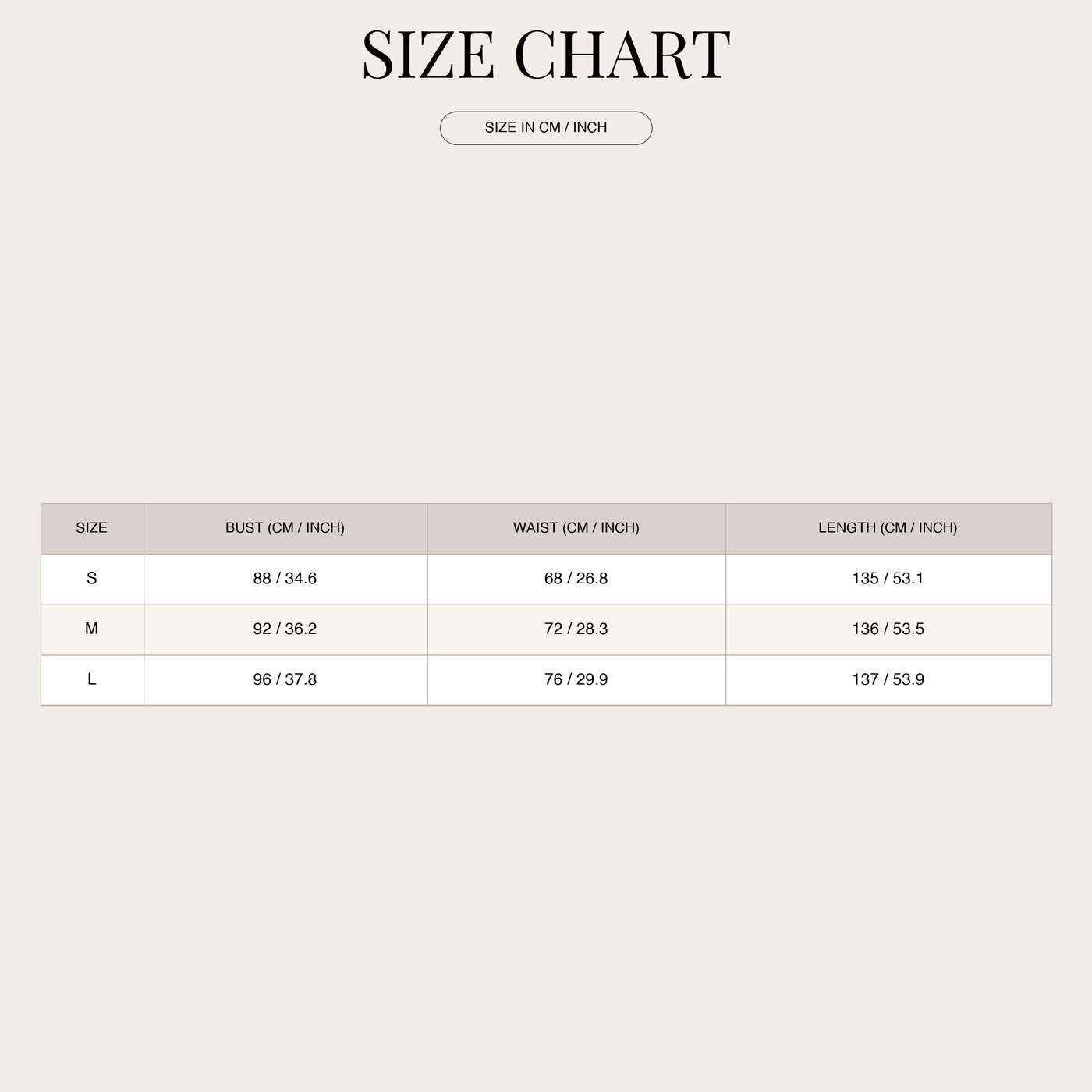 Women's Evening Gown – Off-Shoulder Maxi Skirt size chart