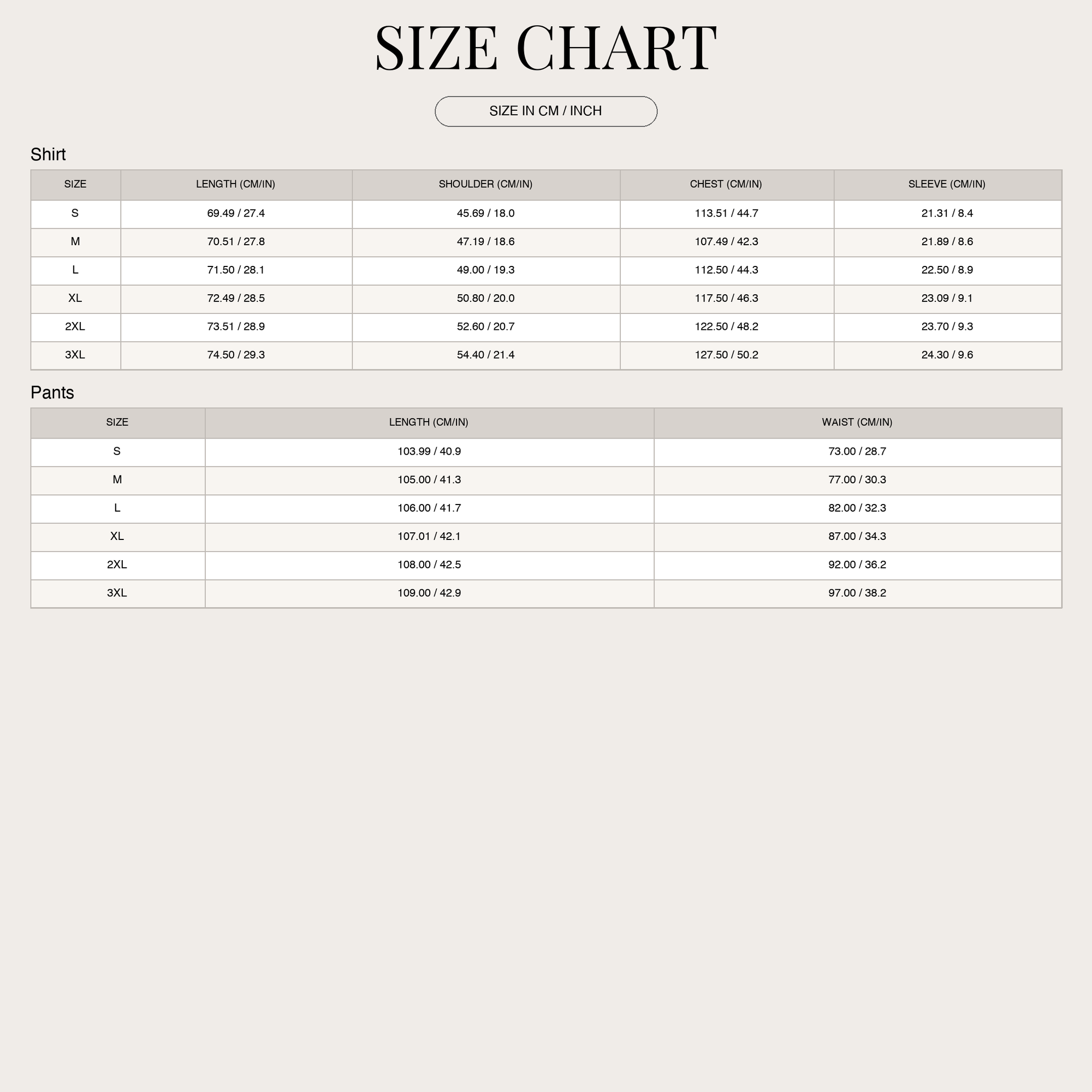 Size Chart
