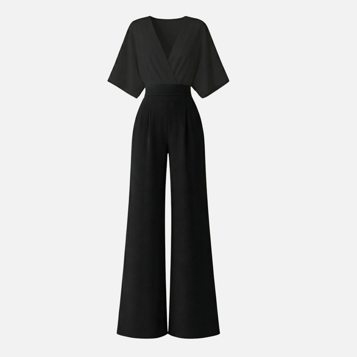 Wide Leg Jumpsuit with V Neckline for Women