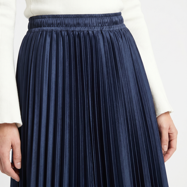 Women's A-Line Pleated Skirt with Elastic Waist