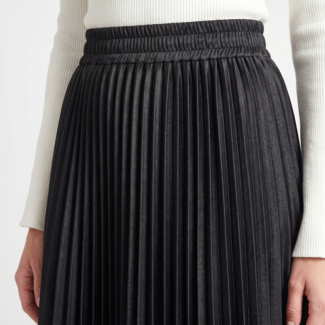Women's A-Line Pleated Skirt with Elastic Waist