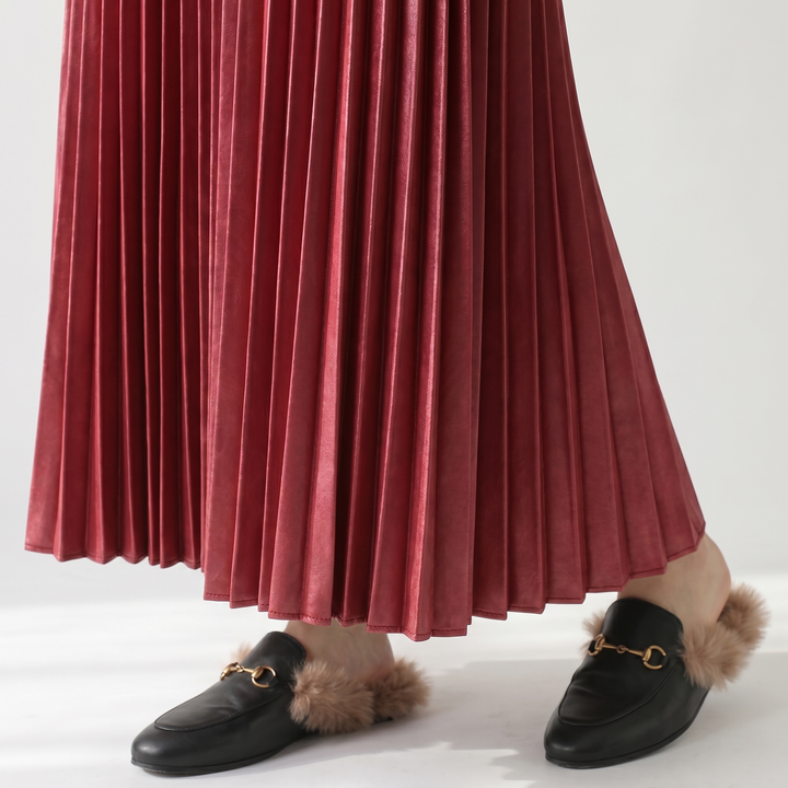 Women's A-Line Pleated Skirt with Elastic Waist