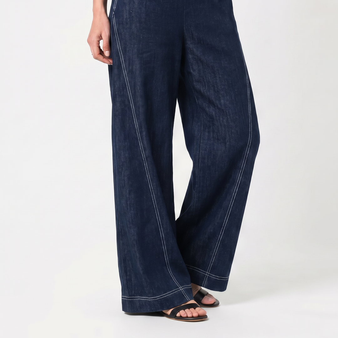 Combinaison en Jean pour Femme – Sans Manches, Jambes Larges et Zip Frontal