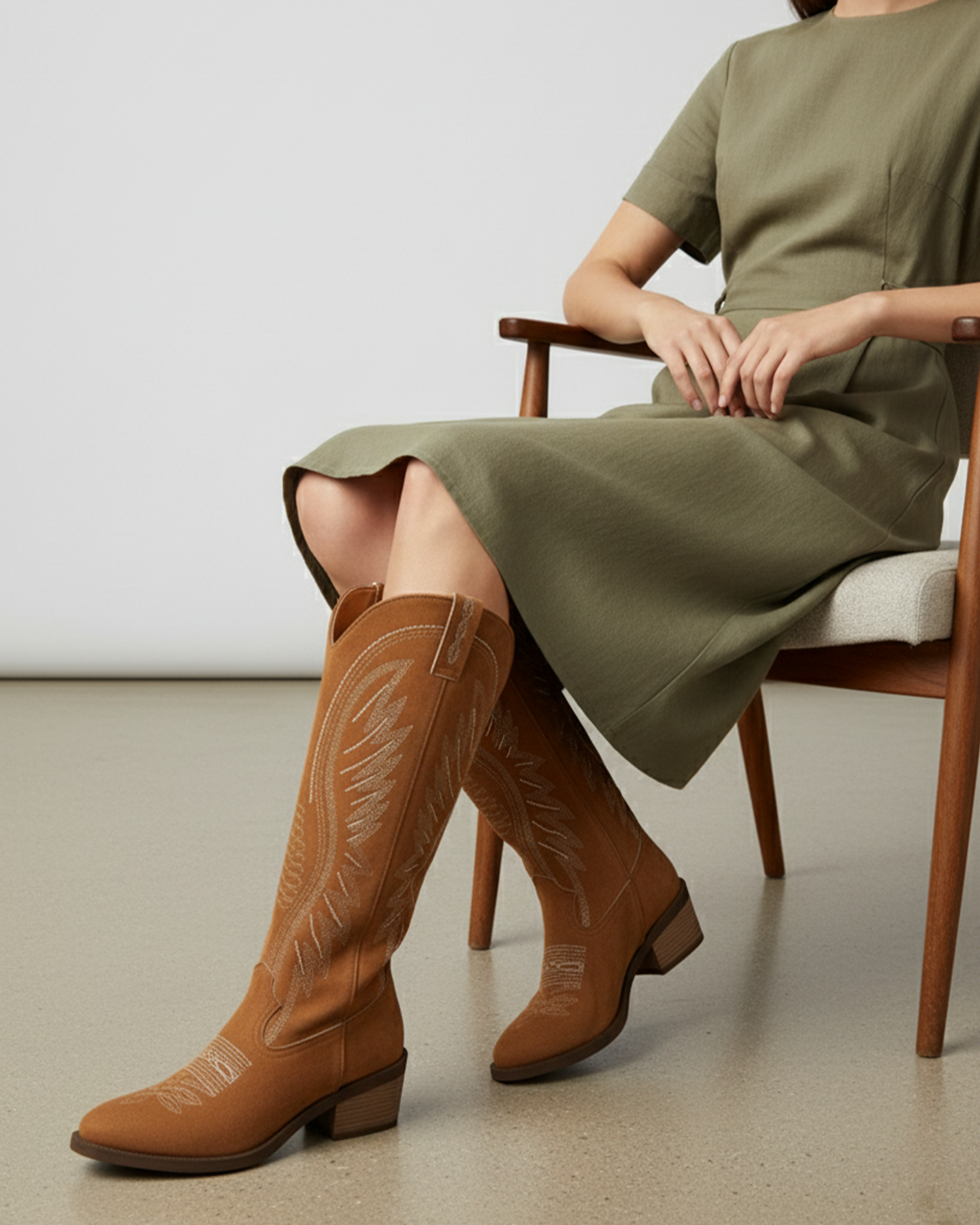 Cecole | Women’s Western-Style Boots with Mid-Height Block Heel