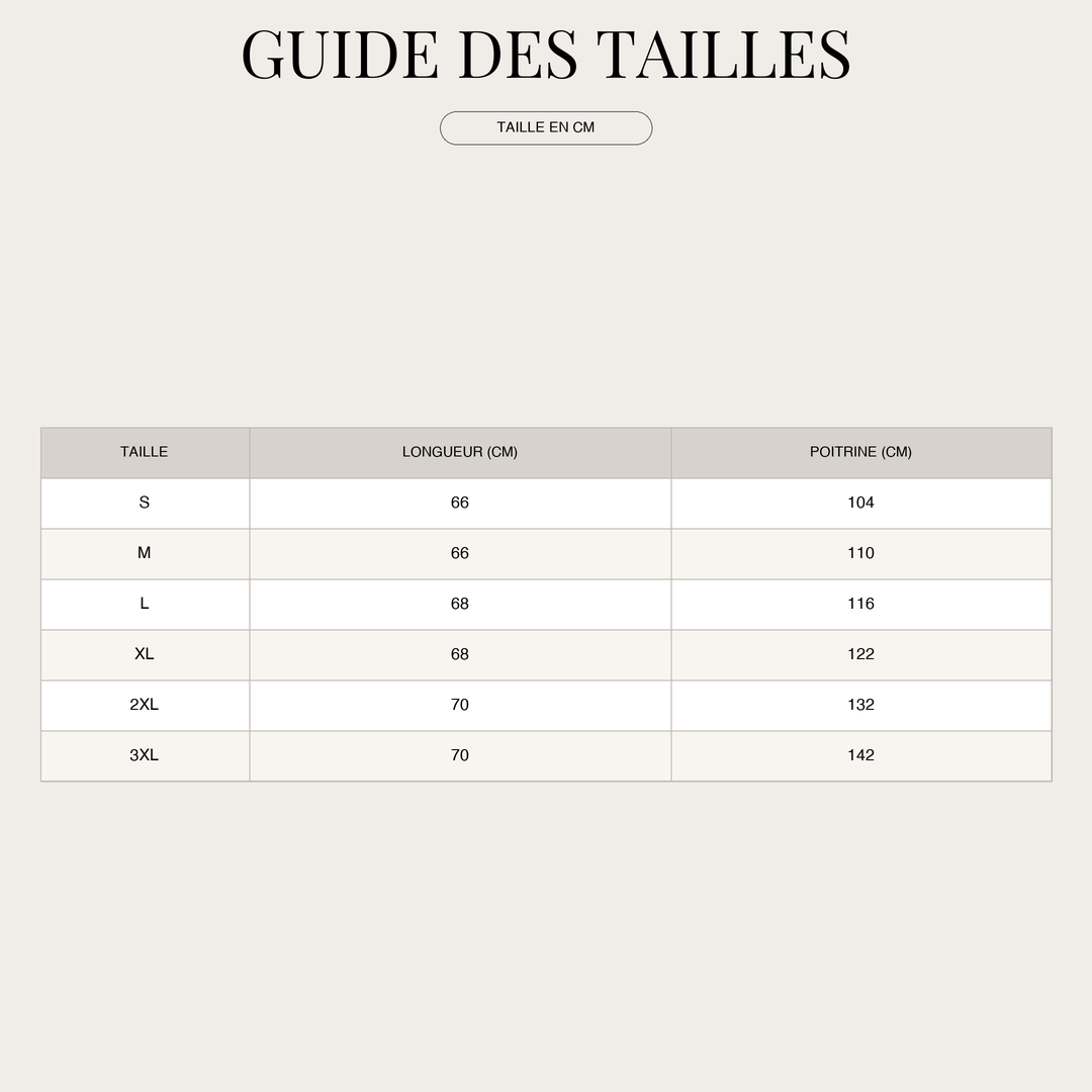 Blouse d'été élégante et vaporeuse pour Femme – Coupe ample avec col en V size chart