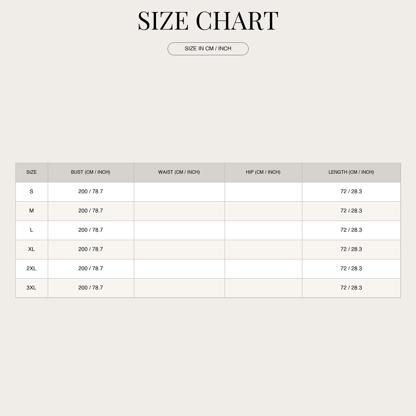 Women's Loose Batwing Knit Cardigan – With Open Front size chart