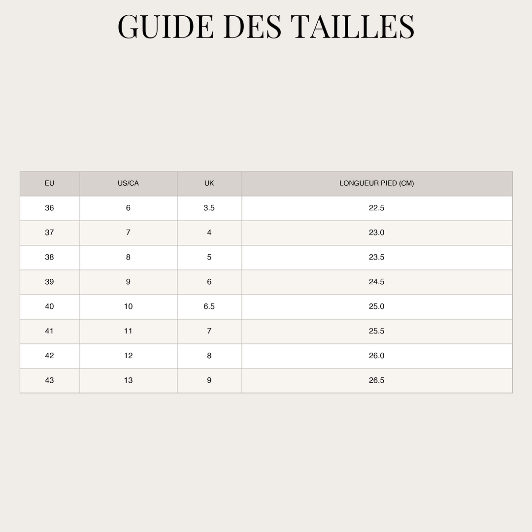 Baskets Confort en Cuir pour Femme – Soutien de la Voûte Plantaire et Semelle Amortie size chart