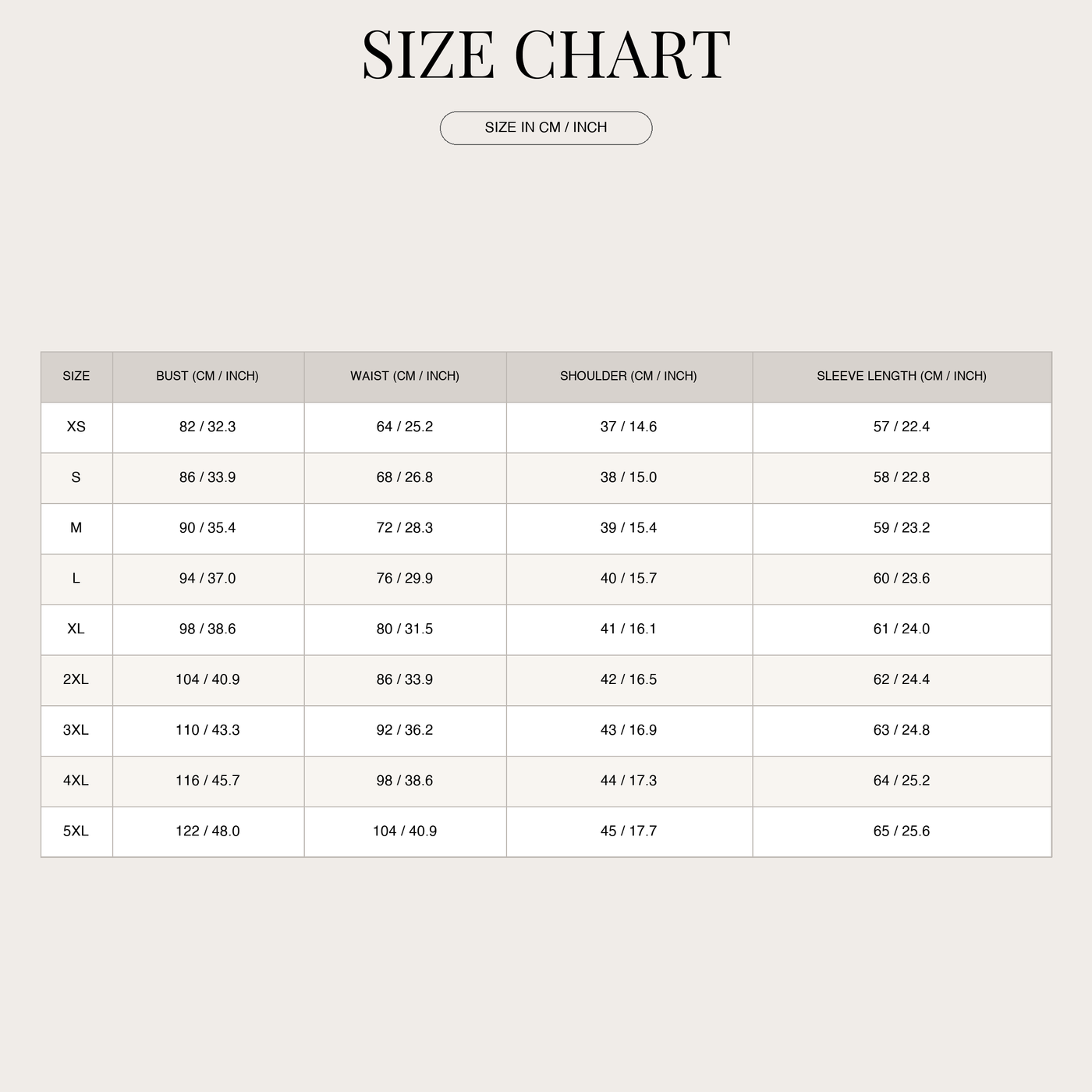 Women's Elegant Cardigan – With Soft Feel size chart