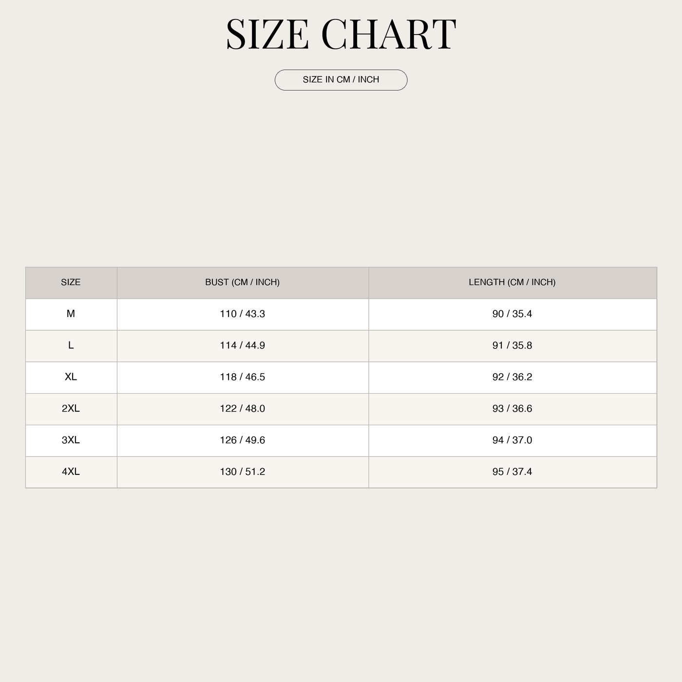 Women's Lightweight Hooded Jacket – Raining Trenchcoat size chart