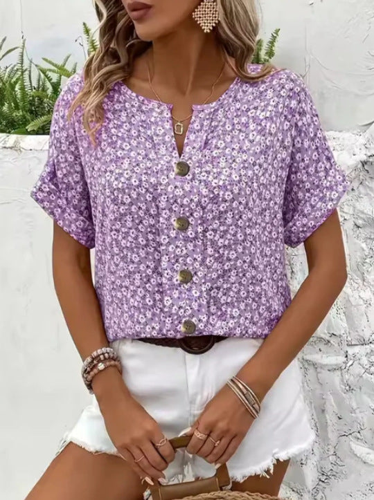 Womens_Linen_Blouse_V_neck_Button_Front_Shirt_7