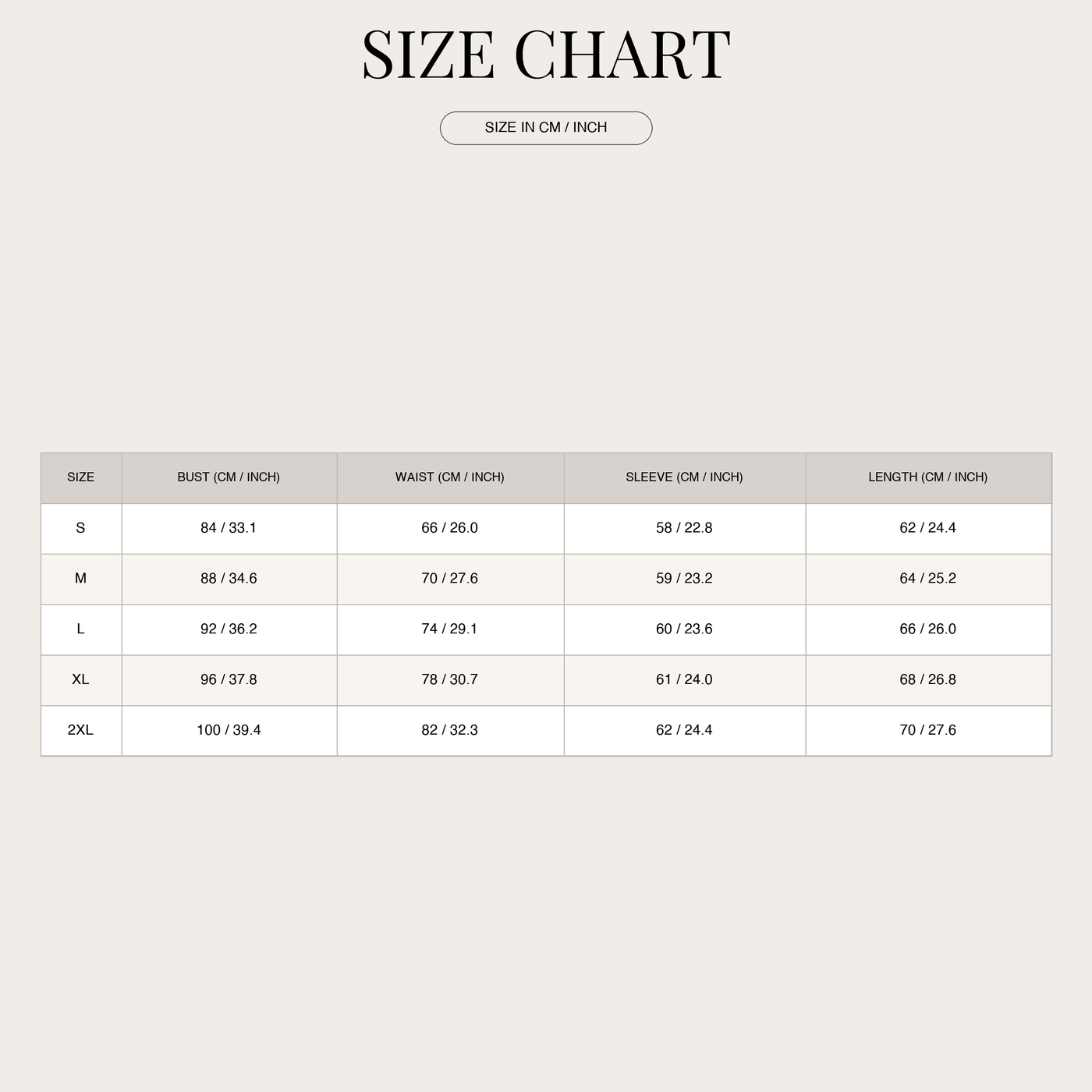 Women's Loose Knit Sweater – Oversized with Hood and Full Length size chart
