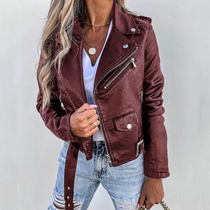 Women_s_Luxurious_Leather_Jacket_Stand_Up_Collar_and_Belted_Design_1