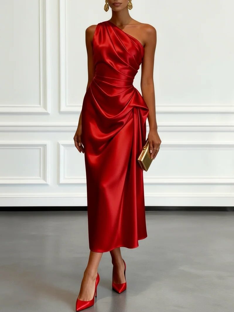 Women_s_Midi_Dress_One_Shoulder_with_Ruched_Waist_6