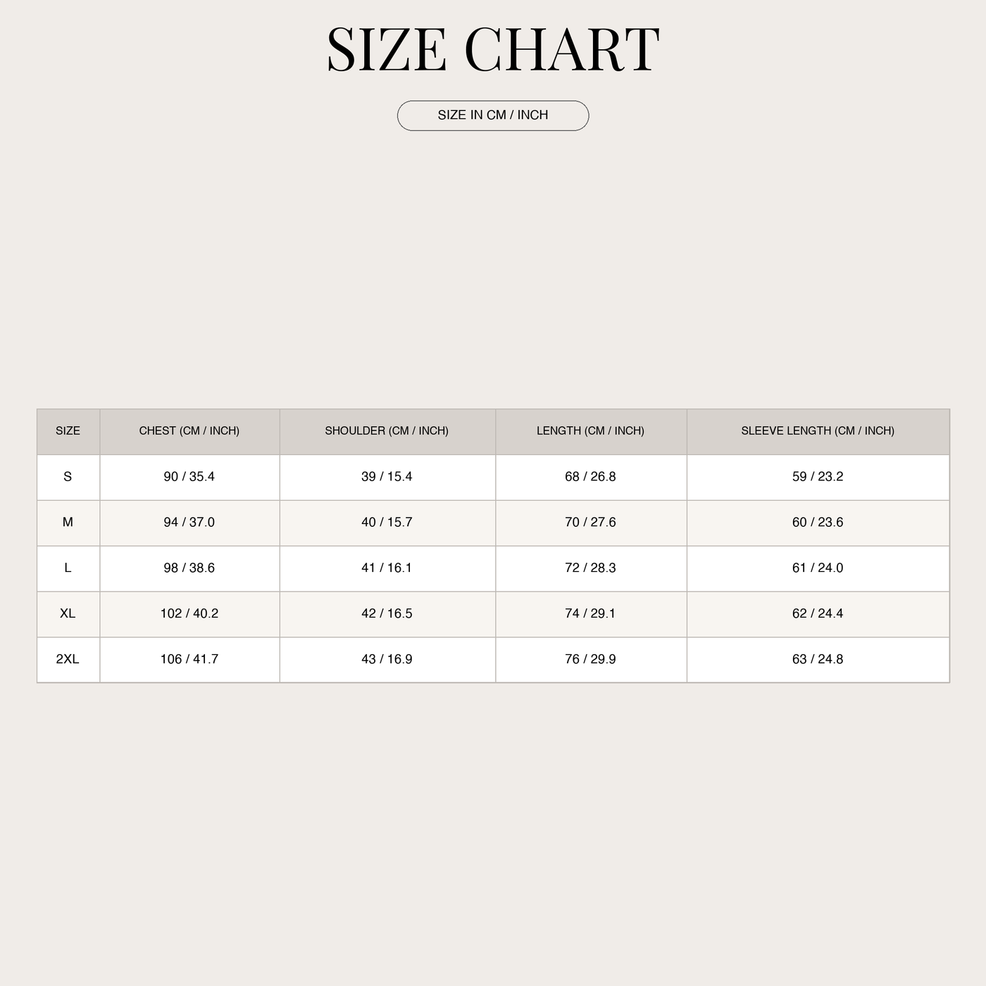 Women's Modern Leather Jacket – Relaxed Fit with Lapel Collar size chart