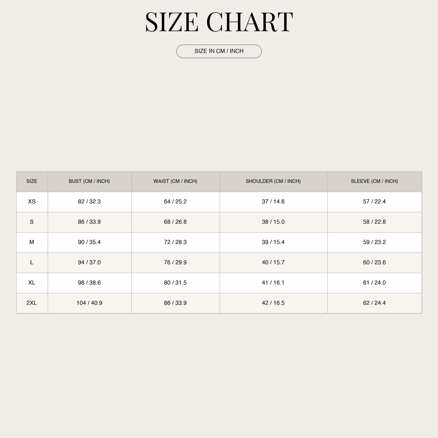 Women's Off-Shoulder Sweater – Elegant and with Button Placket size chart