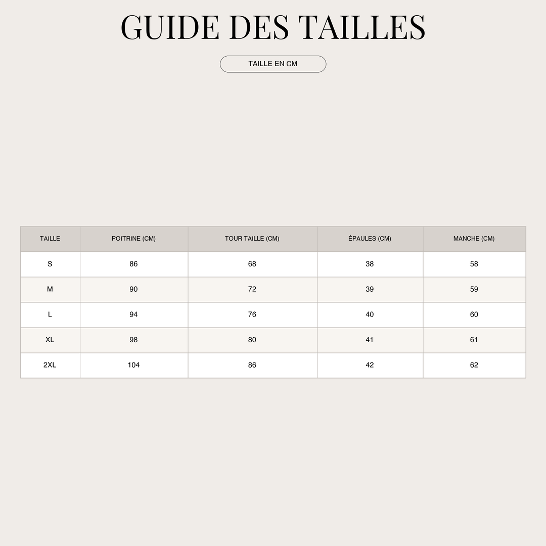 Pull col rond moderne pour Femme – Design Contemporain size chart