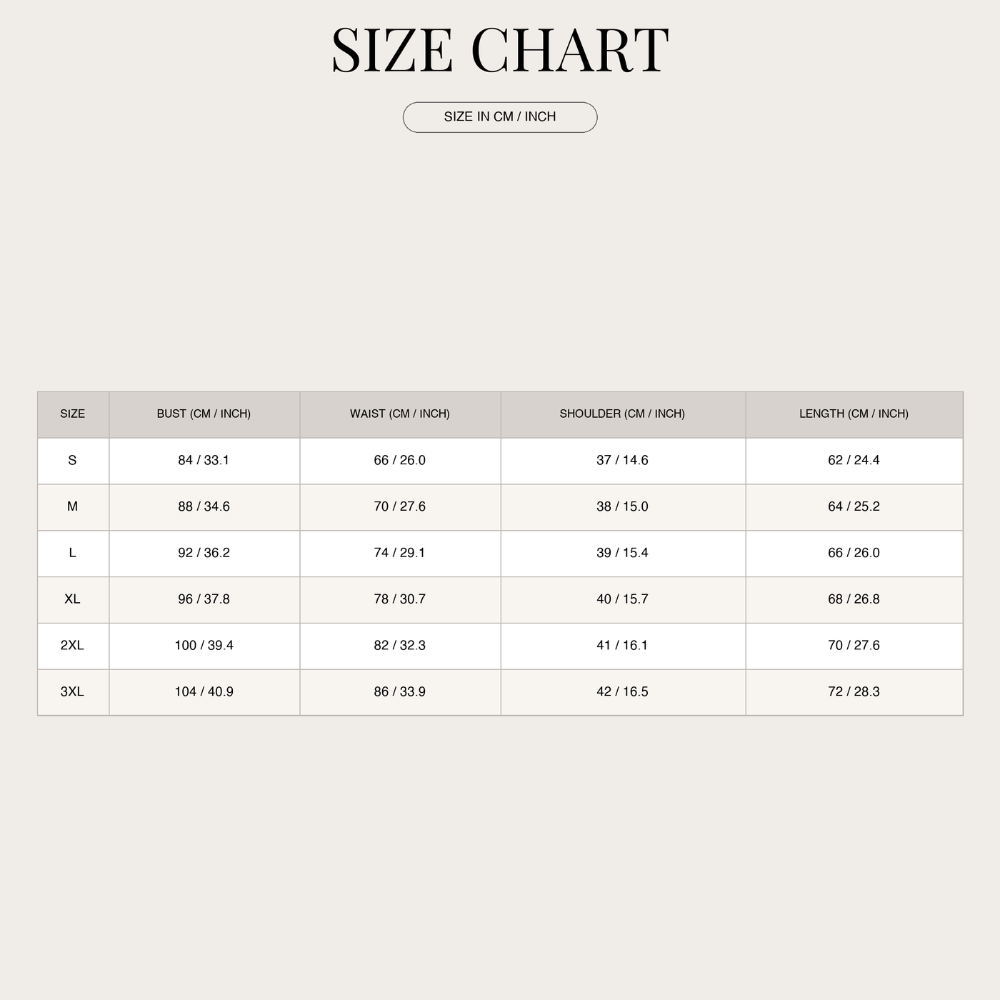 Women's Refined Blazer – Modern Style and Smart Silhouette size chart