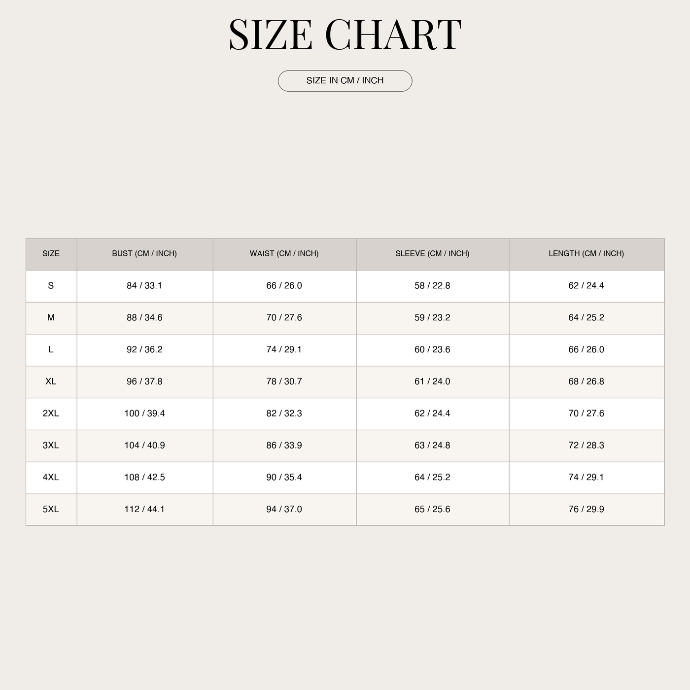 Women's Refined Sweater – Cozy Feel and Delicate Accents size chart