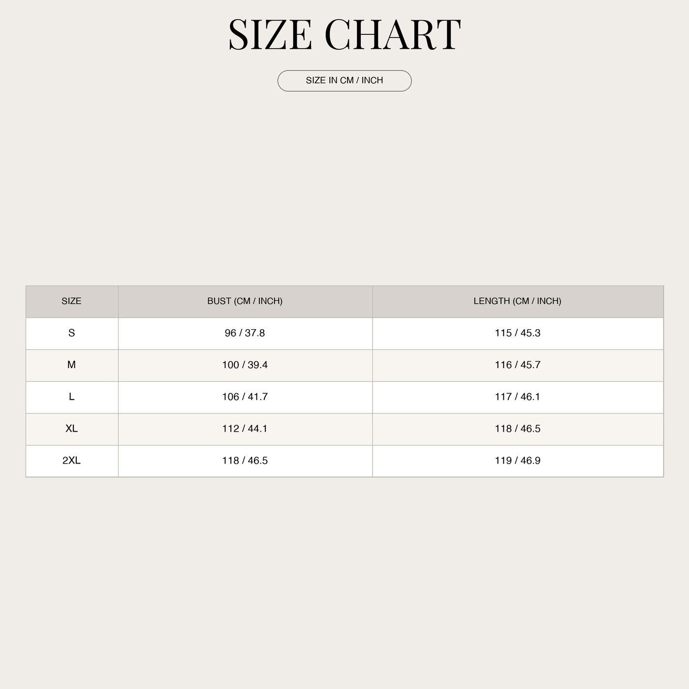 Women's Sleeve Trench Coat – Elegant with Belted Waist size chart