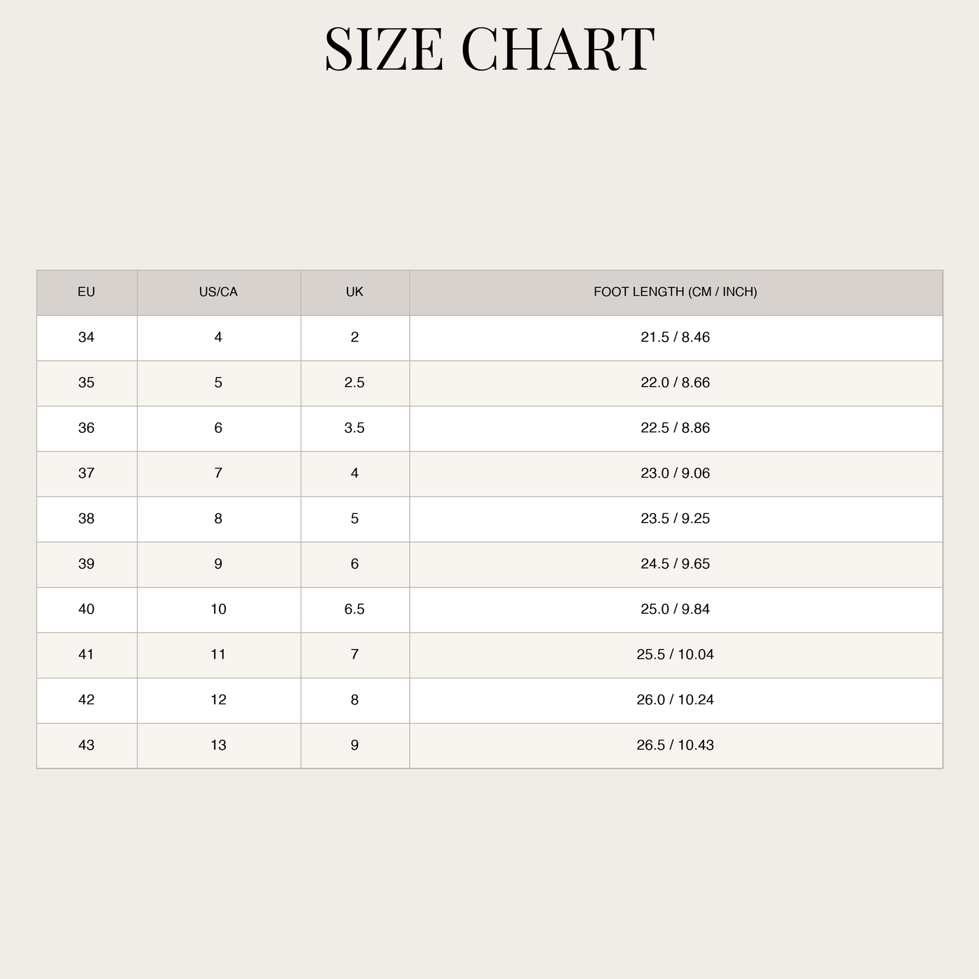 Women's Slouch Boots – Pointed Toe Tall Design size chart