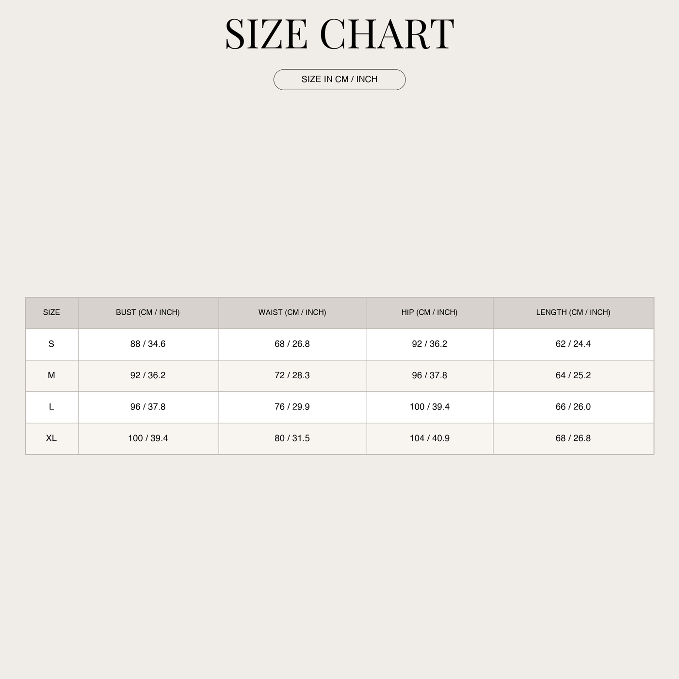 Women's Soft Knit Jacket – Relaxed Flattering Fit size chart