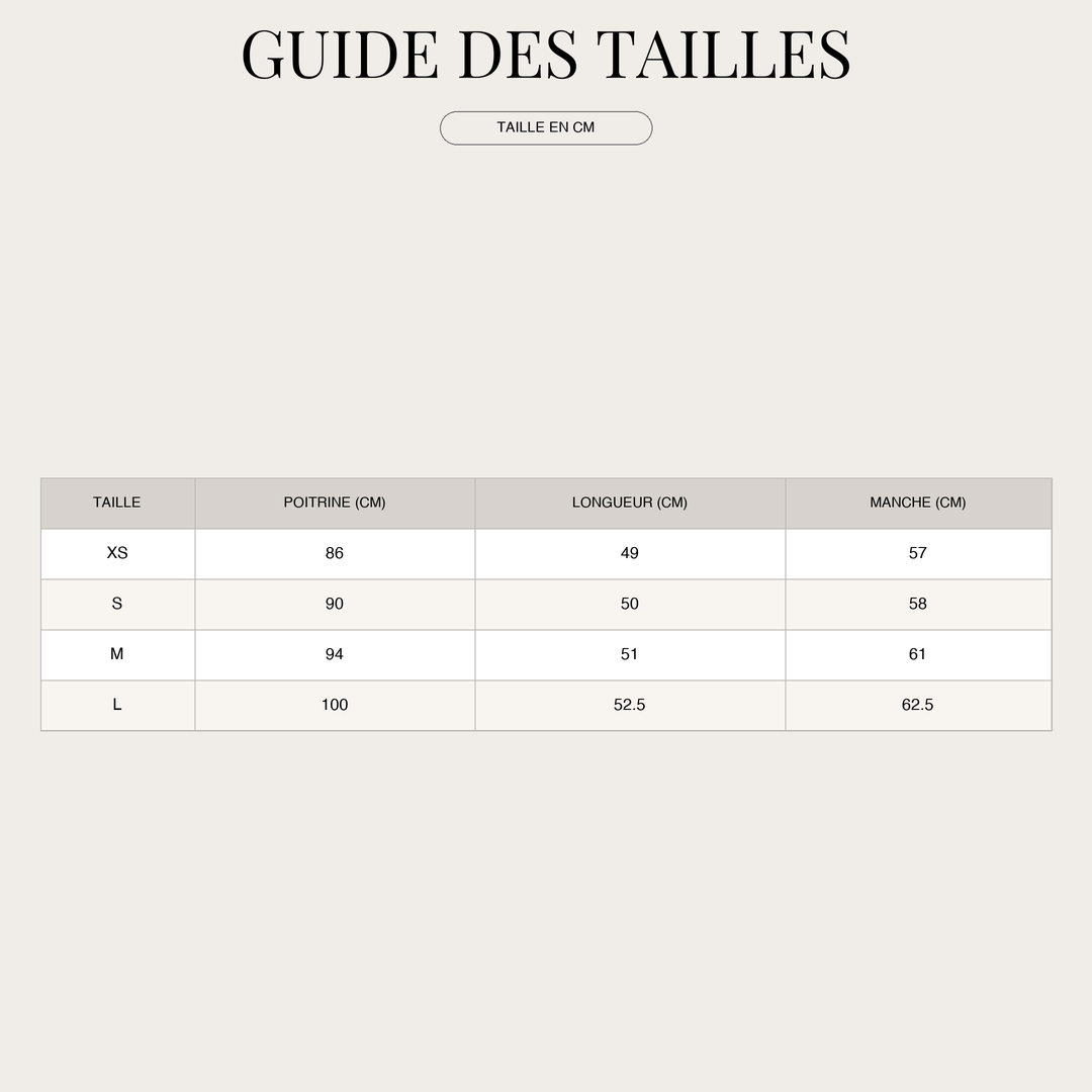 Veste tweed pour Femme – Sans col, bords effilochés size chart