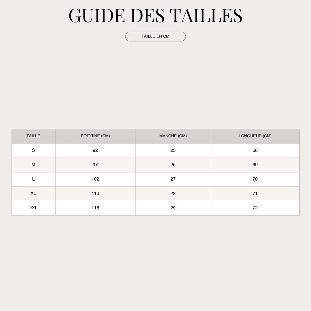 Top col en V froncé pour Femme – avec bande élastique size chart
