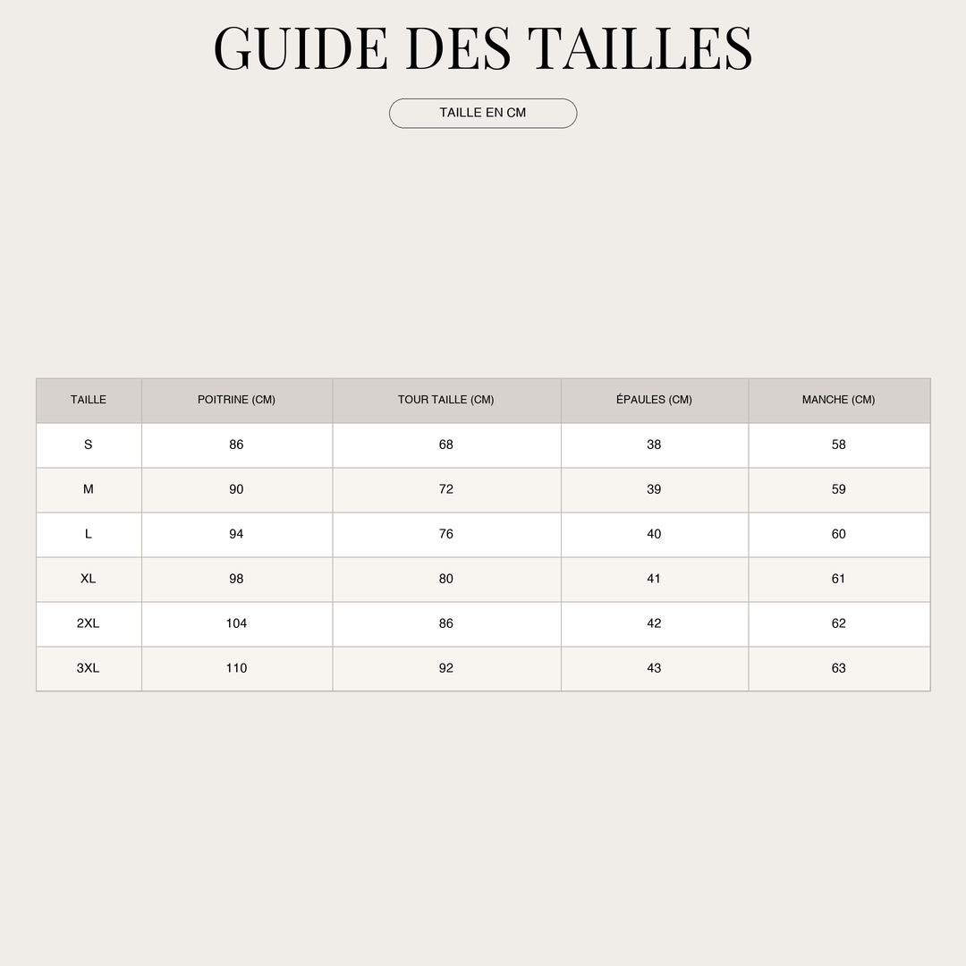 Pull chaud pour Femme – Qualité supérieure et Toucher doux size chart