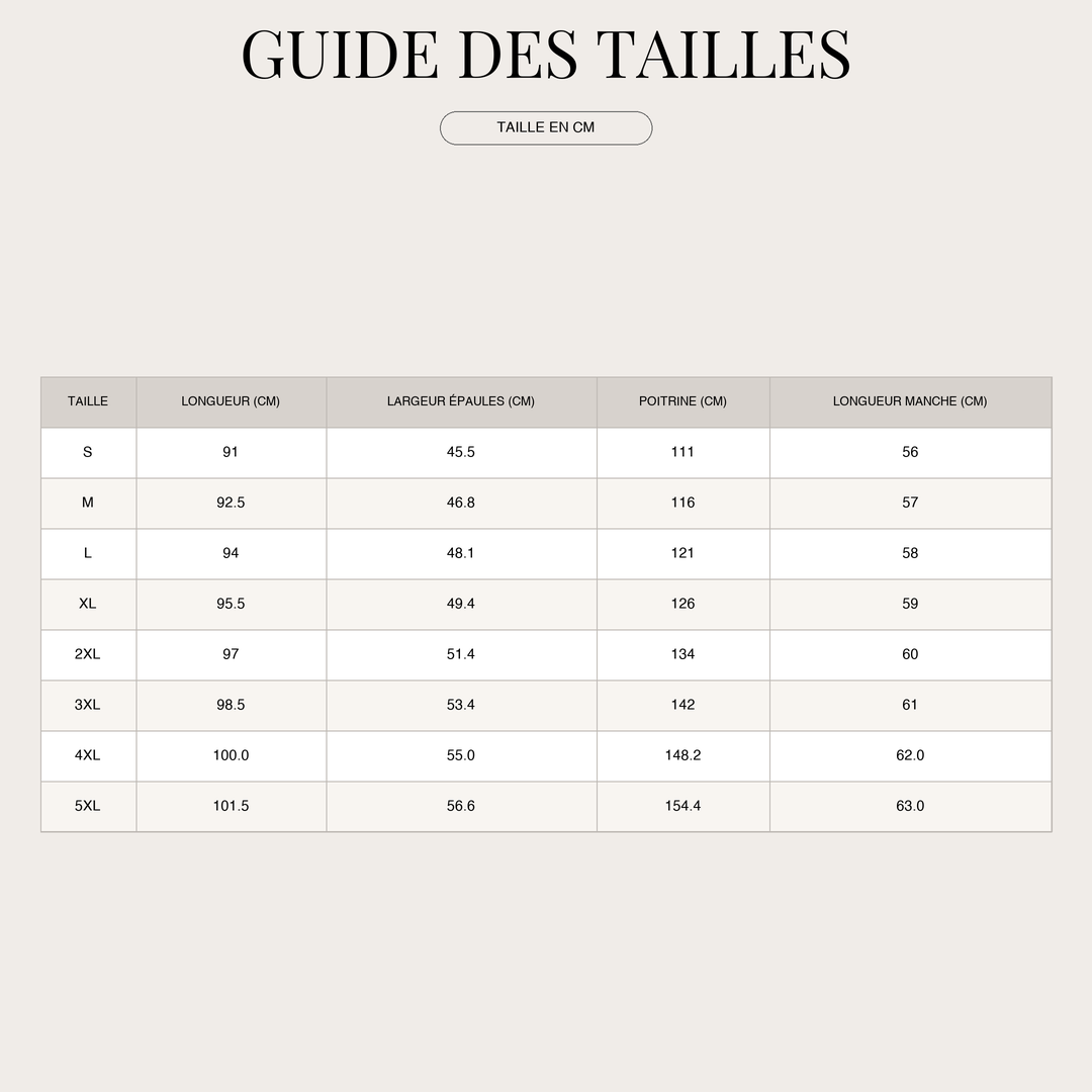 Manteau d'hiver pour Femme – Modèle à carreaux mi-long size chart