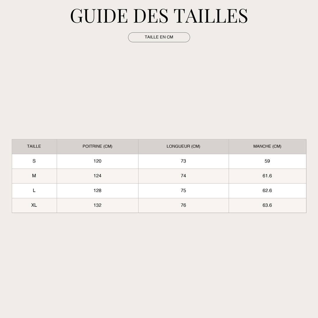 Surchemise pour Femme d'Hiver – à Capuche et à Carreaux size chart