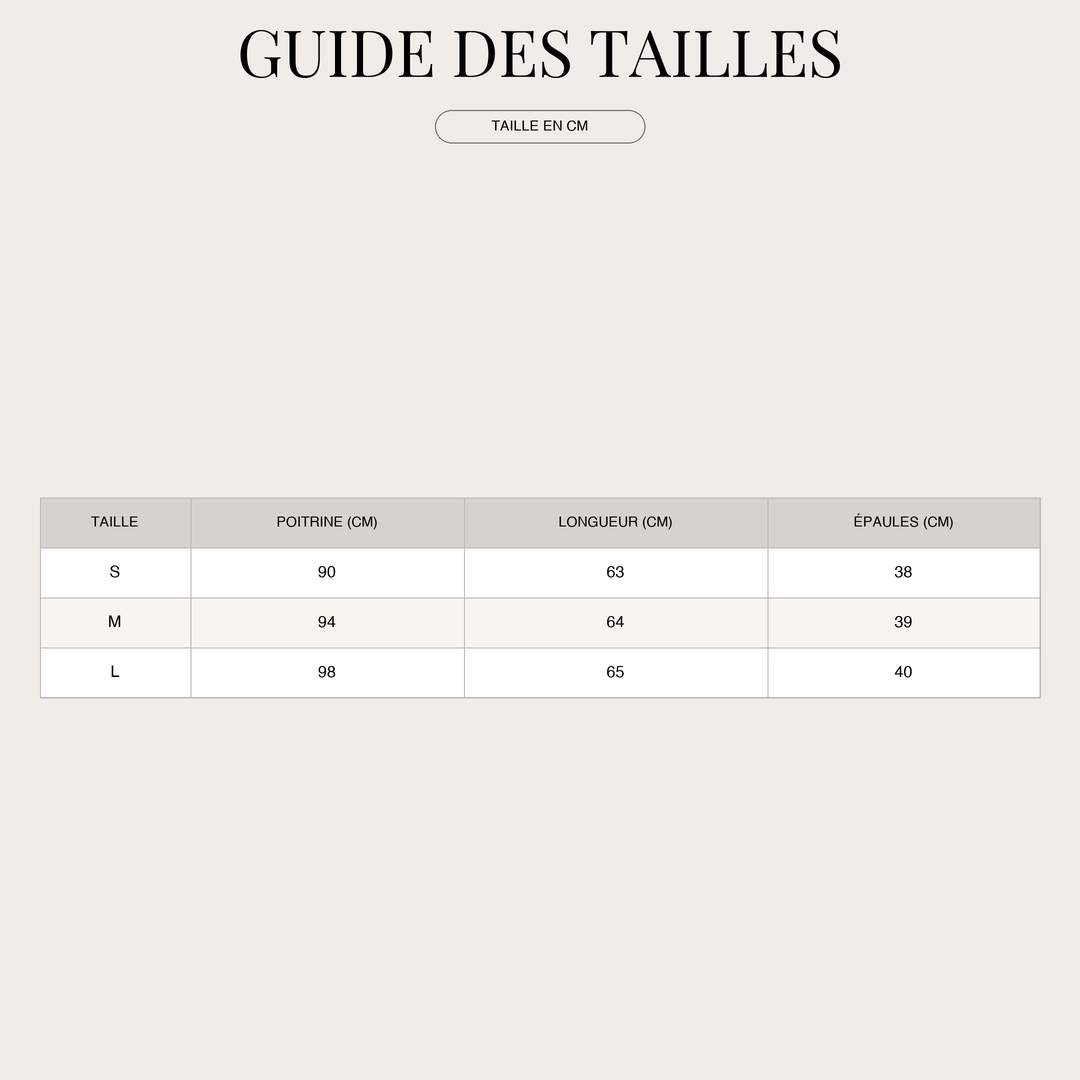 Bodywarmer pour Femme – en Laine, sans Manches size chart
