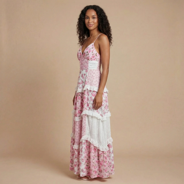Women_s_s_Floral_Maxi_Dress_V_Neck_Tiered_Skirt_Smocked_Empire_Wais_1