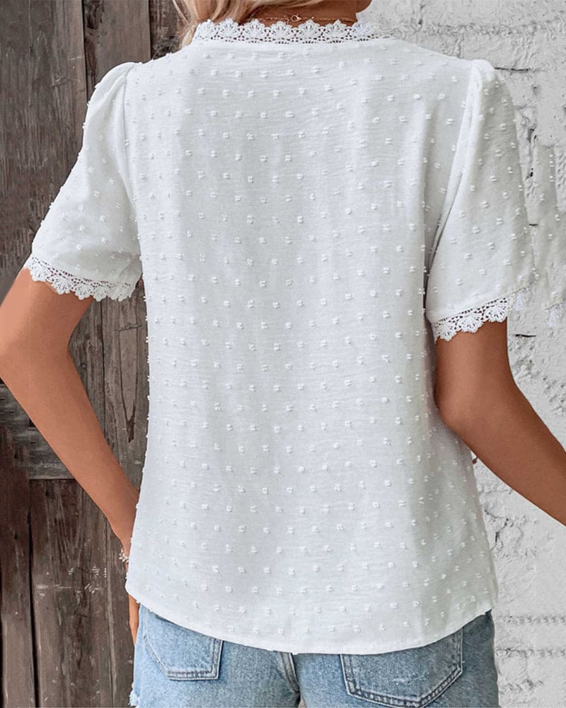 Womens_Blouse_Textured_V_Neck_Swiss_Dot_Airy_Summer_Fit_5