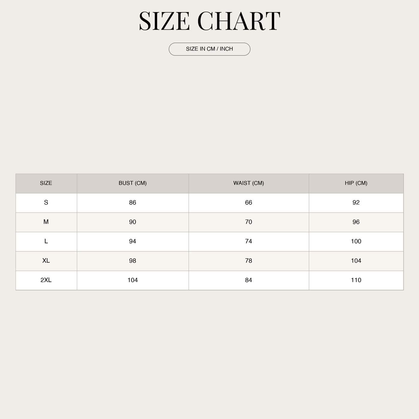 Women's Boho Bikini – With Floral Print and V-Neck size chart