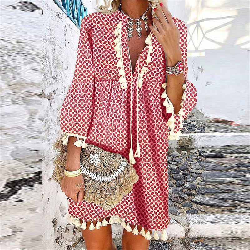 Womens_Boho_Dress_with_V_neck_and_mini_length_3