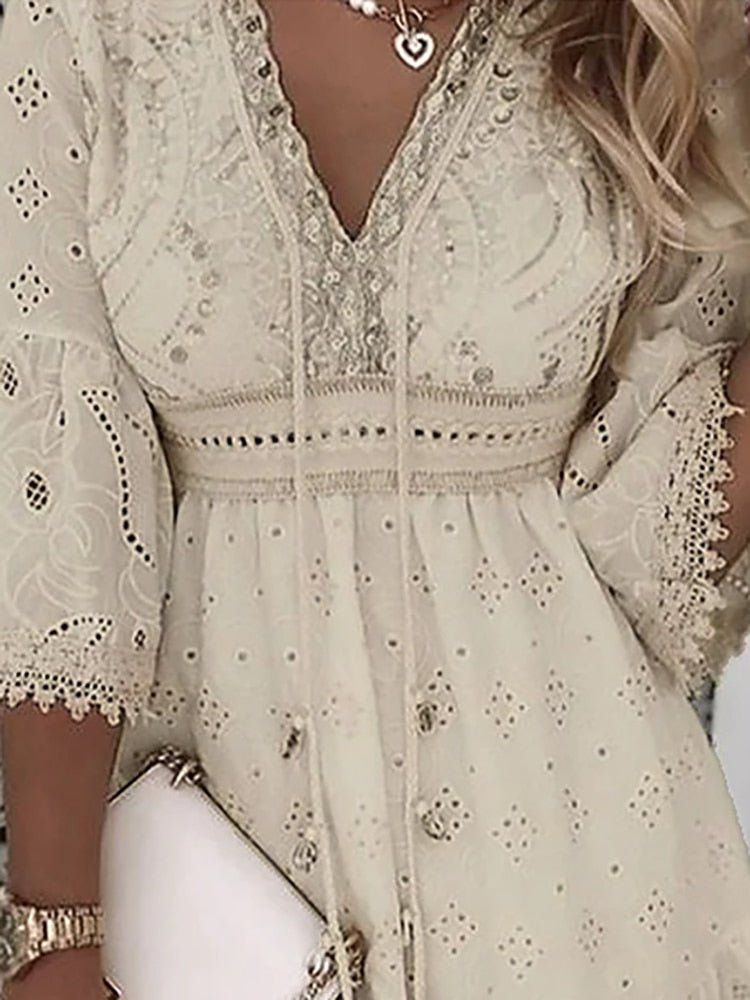 Womens_Boho_Mini_Dress_V_Neck_with_Lace_Bell_Sleeves_2