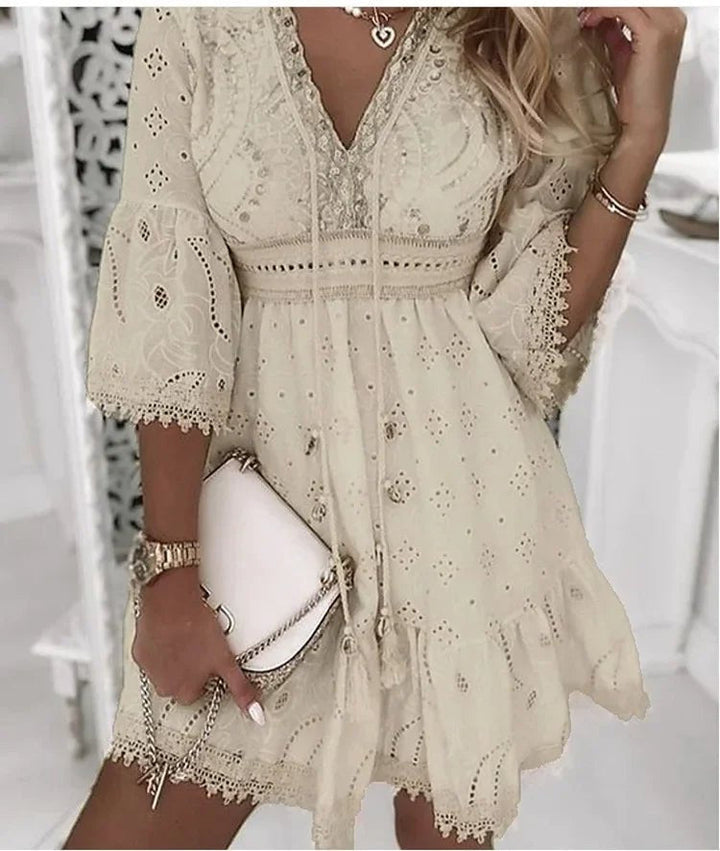 Womens_Boho_Mini_Dress_V_Neck_with_Lace_Bell_Sleeves_3