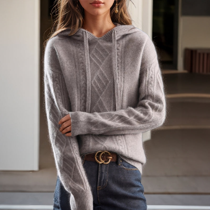 Womens_Cable_Knit_Hoodie_With_Drawstring_2