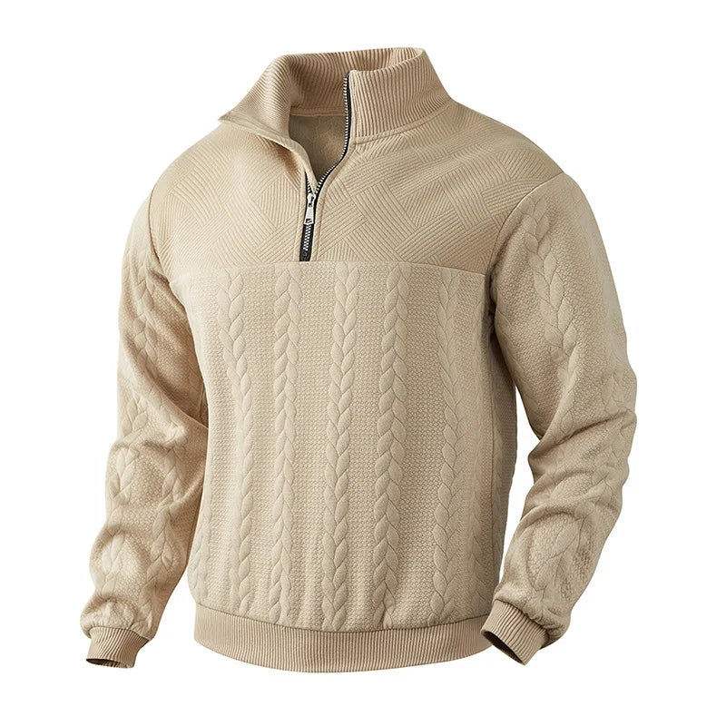 Womens_Cable_Knit_Sweater_High_Neck_Half_Zip_and_Hip_Length_11