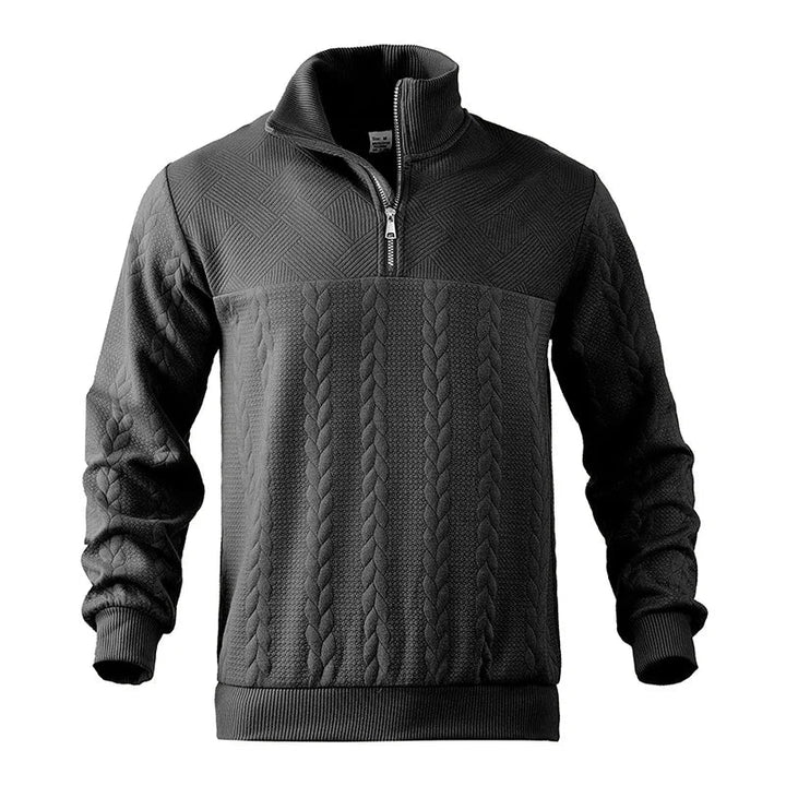 Womens_Cable_Knit_Sweater_High_Neck_Half_Zip_and_Hip_Length_2