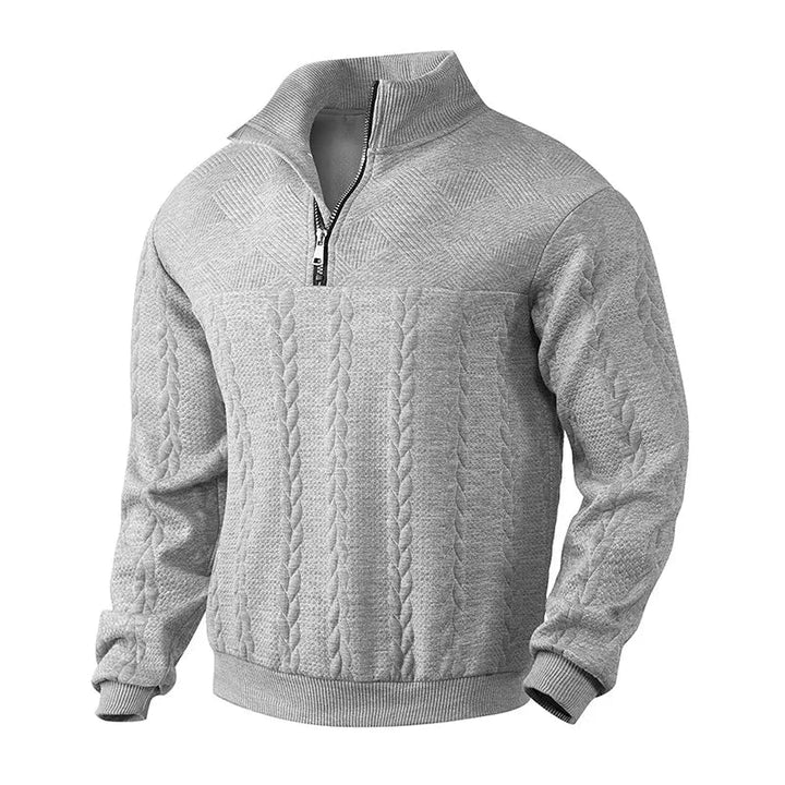 Womens_Cable_Knit_Sweater_High_Neck_Half_Zip_and_Hip_Length_9