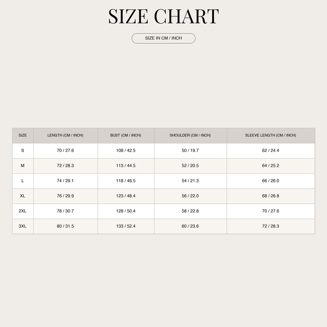 Men's Classic Cable Knit Sweater – High-Neck Half-Zip size chart
